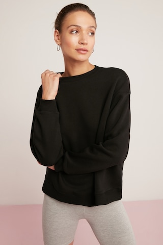 Ethıquet Sahra Kadın Pamuklu Içi Polarlı Yumuşacık Oversize Yuvarlak Yaka Basıc Siyah Sweatshirt