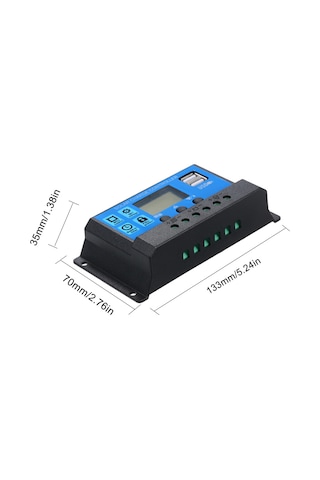 Yifomall 100a 12v/24v Otomatik Akü Şarj Kontrolcüsü, 5v 2.5a Usb Çıkışı, Mavi Abs Malzeme