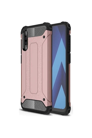 Noktaks - Galaxy Uyumlu A70 Uyumlu - Kılıf Çift Katman Zırh Tank Crash Military Kapak - Rose Gold - T7958 Rose Gold