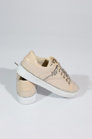 Dgn 2475 Kadin Taş İp Bağcikli Sneaker Ayakkabi Bej Nubuk