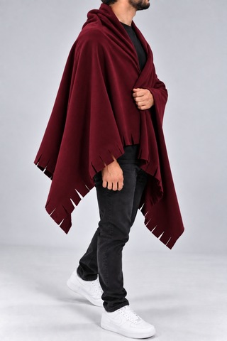 Parshey Polar Şal 70x170 Cm Unisex Sıcak Tutan Yumuşak Kenar Püsküllü Bordo