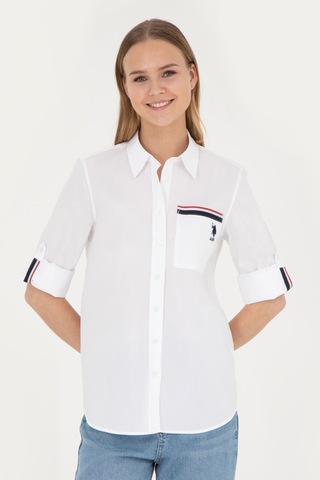 U.s. Polo Assn. Kadın Beyaz Gömlek Desenli 50283571-vr013 Beyaz
