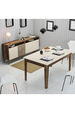 Milan Yemek Odası Takımı - Ceviz / Krem