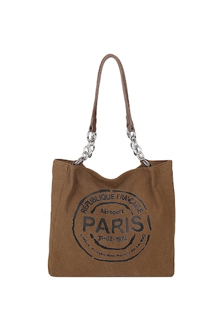 Taşınabilir Kanvas Çanta Kadın Sonbahar Yeni Dayanıklı Şık Kore Harfli Tote Çanta Rahat Büyük Kapasiteli Banliyö Çantası Kahverengi Ana Resim Rengi Diğer