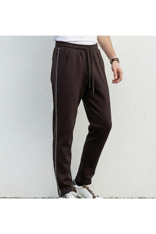 Plus Scorpion Erkek Slim Fit Pamuklu Eşofman Altı Kahverengi
