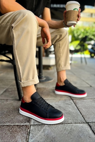 Ch979 - Santoni Gbt Spor Erkek Ayakkabı Sıyah/kırmızı Çok Renkli
