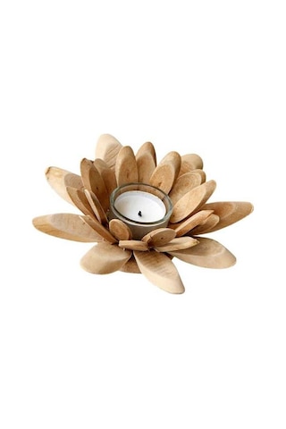 Pazly Suntek El Yapımı Ahşap Tea Light Lotus Mumluk - Tarif Edildiği Gibi Tarif Edildiği Gibi