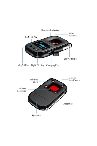 Honeybeeshop Siyah Taşınabilir Gizli Cihaz Dedektörü Kızılötesi Kamera Algılayıcı Otel Seyahat Güvenliği Titreşim Alarmlı Küçük Kullanımı Kolay