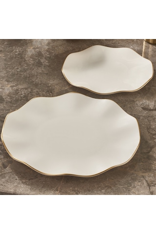 Güral Porselen Nesrin 24 Parça 6 Kişilik Bone Yemek Takımı Altın