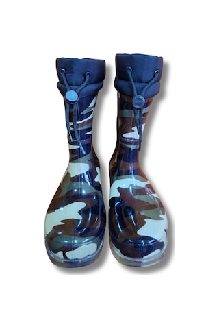 Konçlu Unisex Yağmur Çizmesi 36-40 Yeni Askeri Kamuflaj Kamuflaj