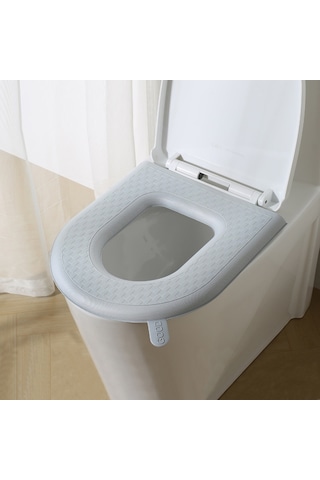 Sones Ev Tipi Kalınlaştırılmış Su Geçirmez Yıkanabilir Tuvalet Oturağı, Renk: Gri
