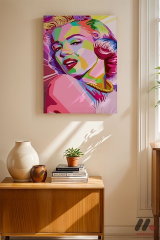 Pop Art Kadın Portresi, Çerçevesiz Yüksek Kalite Duvar Afişi - Modern Ev Dekorasyonu