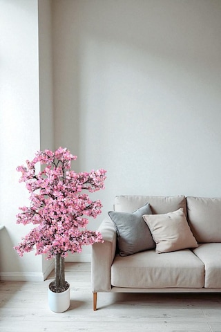 Yapay Çiçekçiniz Yoğun Yapraklı 100 Cm Yapay Sakura Bahar Dalı Ağacı Premium pembe