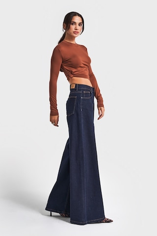 it's basic Kadın İndigo Renk 7w5-50 Süper Palazzo Fit Esnek Elastan Kumaş Denim Jean