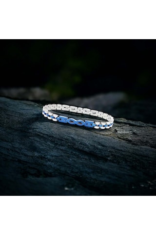 Erkek Sonsuzluk Lacivert Ful Çelik Bileklik 9173 Lacivert