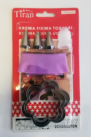 8 Parça Krema Sıkma Torbası Hamur Şekillendirici Yıldız-kalp-çiçek-halka Çiçek