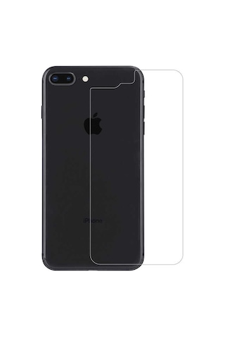 Ekılıf - Apple Uyumlu iPhone 8 Plus - Arka Kasa Koruyucu Back Maxi Glass Temperli Cam Arka Koruyucu - Şeffaf