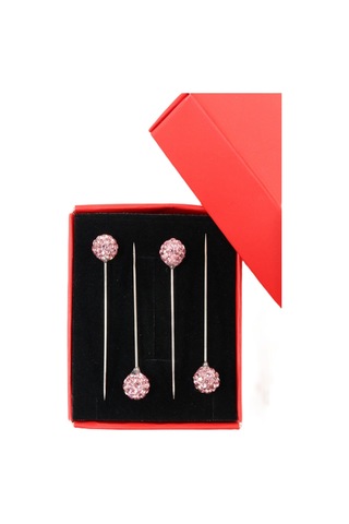 Numetal 4 Lü Pembe Taşlı Eşarp İğnesi. Şal İğnesi. Türban İğnesi. Başörtü İğnesi. Eşarp Ve Şal İğnesi. Gümüş