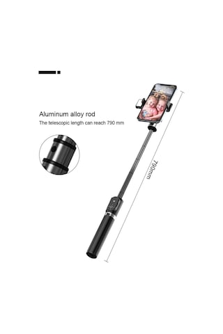 Led Işıklı Selfie Çubuğu Bluetooth Kumandalı Kablosuz Tripot Selfie Monopod Selfie Stick Pembe