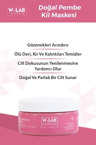 W-Lab Cosmetics Arındırıcı Doğal Pembe Kil Maskesi 250 ML