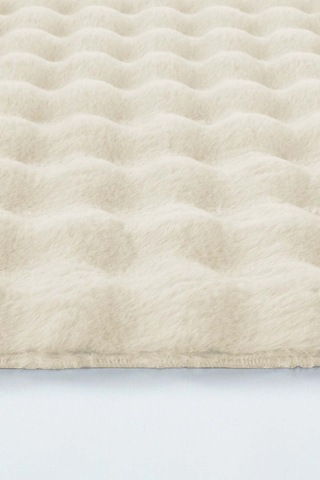 Raschel Carpet Balat Halı 3' Lü Kaymaz Taban Bubble Peluş Banyo Paspası Krem 50x50 Yuvarlak -50x50 Ve 50x70 Bej