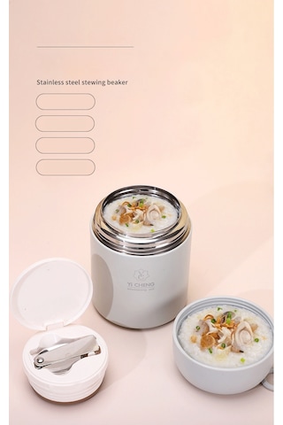 Tuomeng 316 Paslanmaz Çelik İns Tarzı Öğrenci Güveç Kabı Taşınabilir Termos Kova Pembe