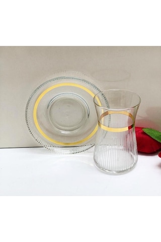 Elta Collection Handmade Gold Işlemeli 6 Kişilik Çay Seti Gold