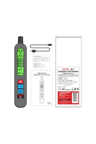 Kosona Endüstriyel Yakıcı Gaz Tespit Cihazı - Sıcaklık Ölçüm, Ses/ışık/titreşim Alarmı, Lcd Ekran, 3.7v Li-pil İle El Tipi Algılayıcı