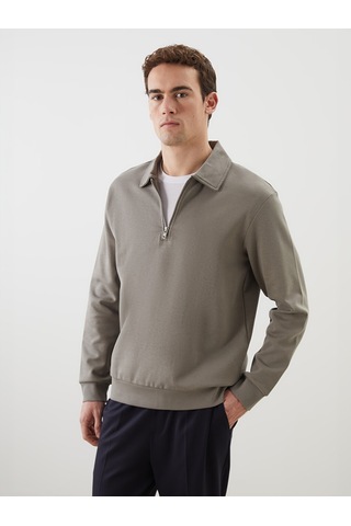 Lcw Vision Yeşil Polo Yaka Uzun Kollu Erkek Sweatshirt