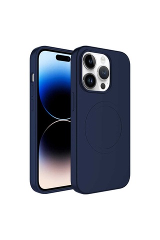Apple Uyumlu iPhone 13 Pro Max Kılıf M-safe Wireless Şarj Özellikli Pastel Renk Silikon Zore Plas Kapak Koyu Yeşil