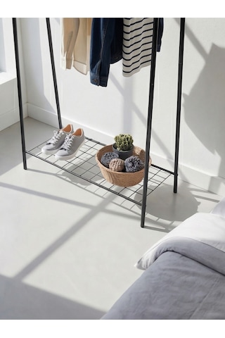 Telli Siyah Butik Elbise Askısı Ayaklı Askılık Konfeksiyon Askılık Siyah