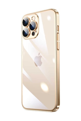 Apple Uyumlu iPhone 13 Pro Kılıf Sert Pc Renkli Çerçeveli Zore Riksos Kapak Gold