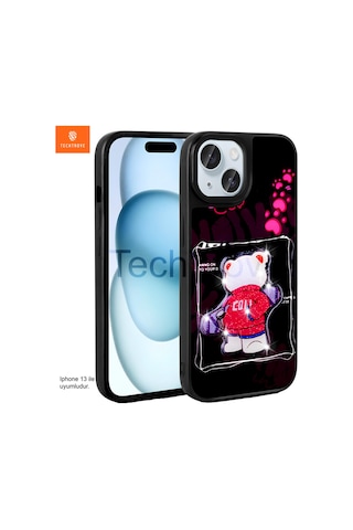 Apple Apple iPhone 13 / 14 Uyumlu Kılıf Parlayan Kabartmalı Ikonik Figürlü Silikon Kapak
