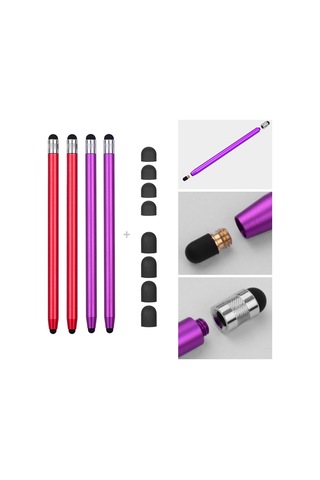 Singree 2si 1 Arada Evrensel Dokunmatik Kalem Tüm Tablet Telefonlar İçin 8 Yedek Yumuşak Uç 4ad 2kırmızı 2mor