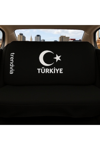Türkiye Ay Yıldız Bayraklı Siyah Renk Ön Ve Arka Oto Koltuk Kılıfı Seti Penye Servis Tipi Koltuk Koruyucu