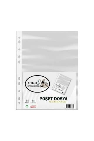 Poşet Dosya 25 Li A-4 Şeffaf Föy Dosya 1 Paket Artlantis Ofis Okul Kenarı Delikli Poşet Dosya 1 Paket Diğer