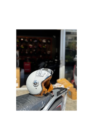 Nero Retro Motosiklet Kask - Ece Sertifikalı Gümüş