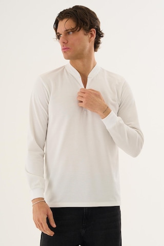 Yarım Fermuarlı Erkek Sweatshirt Beyaz