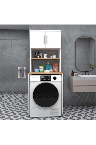 Reyo Home Enda Çamaşır Makinesi Dolabı 3 Raflı Banyo Dolabı Çam Atlantik Çam