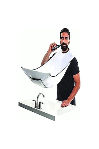 Lexroo Sakal Traş Önlüğü, Standart Sakal Kesme Örtüsü Berber/kuaför Önlüğü Beyaz Tela Kumaş Çok