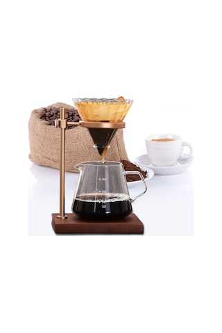 Homyl Kahve Damlatıcı Tutucu Pour Over Standı Taşınabilir Altın, Kahverengi
