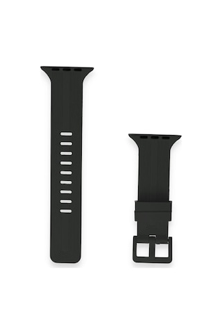 Newface Apple Uyumlu Watch 38mm Kr408 Çizgili Silikon Kordon Semeglbl - 9 - Siyah