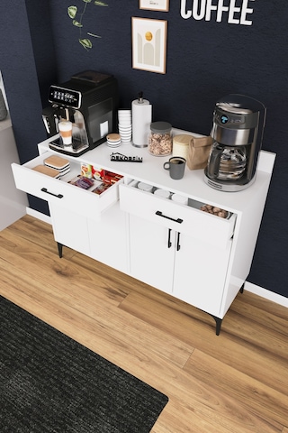 Df14103 Kahve Köşesi Dolabı Çok Amaçlı Mutfak Konsolu Çekmeceli Kapaklı Mutfak Dolabı Coffee Bar Dolabı Çok Renkli