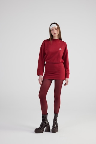 Holly Lolly Yırtmaçlı Dokuma Kumaş Mini Claire Elbise Bordo