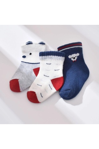 Biorganic Papyonlu Koala 3'lü Bebek Çorabı 68447 Lacivert