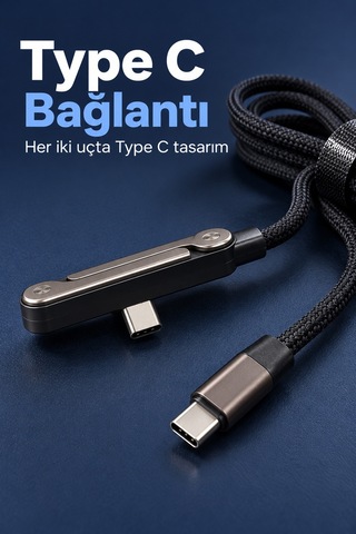 Type C Şarj Kablosu Katlanabilir Telefon Standlı Örgü Tasarım Diğer