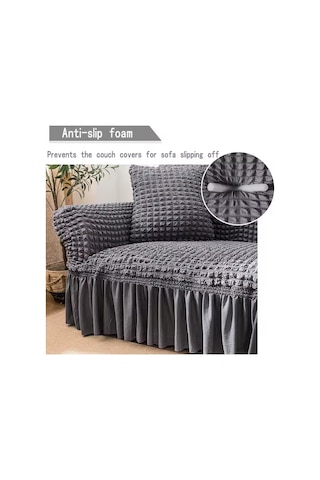 Upmall Bürümcük Koltuk Örtüsü Kanepe Örtüsü 3lü Antrasit