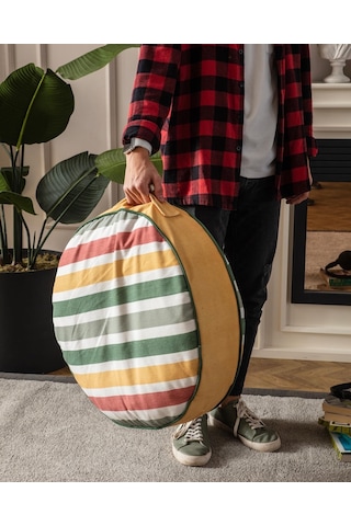 Çok Renkli Yuvarlak Puf Yer Minderi, 60 X 60 Cm