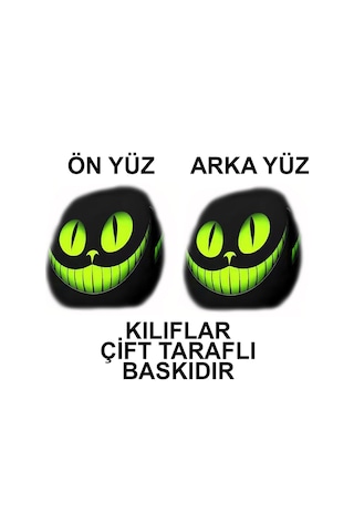 Yeşil Kedi Çift Taraflı Dekoratif Oto Başlık Kılıfı/Maske 2'li