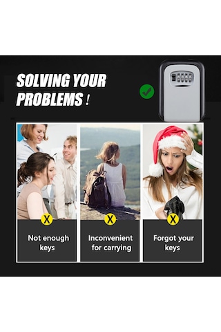 Skycity Alüminyum Anahtar Saklama Kutusu, 4 Basamaklı Kombinasyon Kilidi İle Ev Ve İş Yeri Güvenliği, Siyah Renk, Ks017 Modeli Diğer